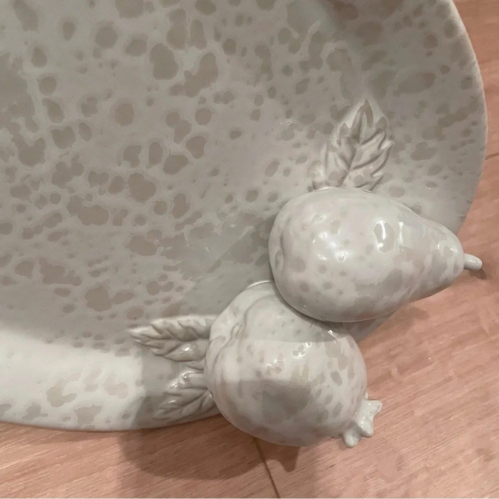 Anthropologie Stoneware Large Oval Tray Holiday
